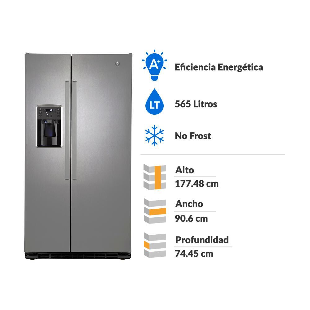 Refrigerador Side by Side General Electric GRC22LFKFSS / No Frost / 565 Litros / A+ image number 1.0