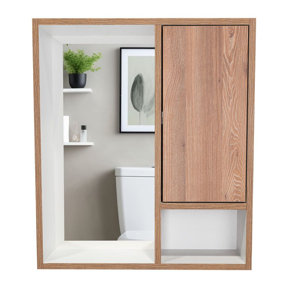 Mueble Botiquin De Baño Con Espejo 59,1x51,5x16,5 Cm Café Claro image number 3.0