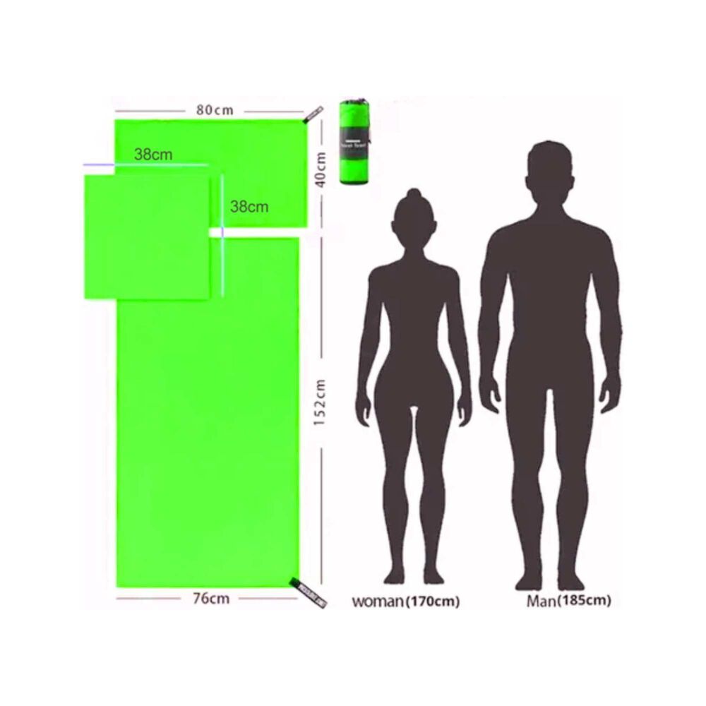 Set 3 Toallas Baño Viaje Microfibra Secado Rápido Verde Flúor image number 4.0