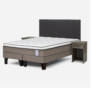 Cama Europea Rosen New Style 6 / 2 Plazas / Base Dividida + Set De Maderas Lucio