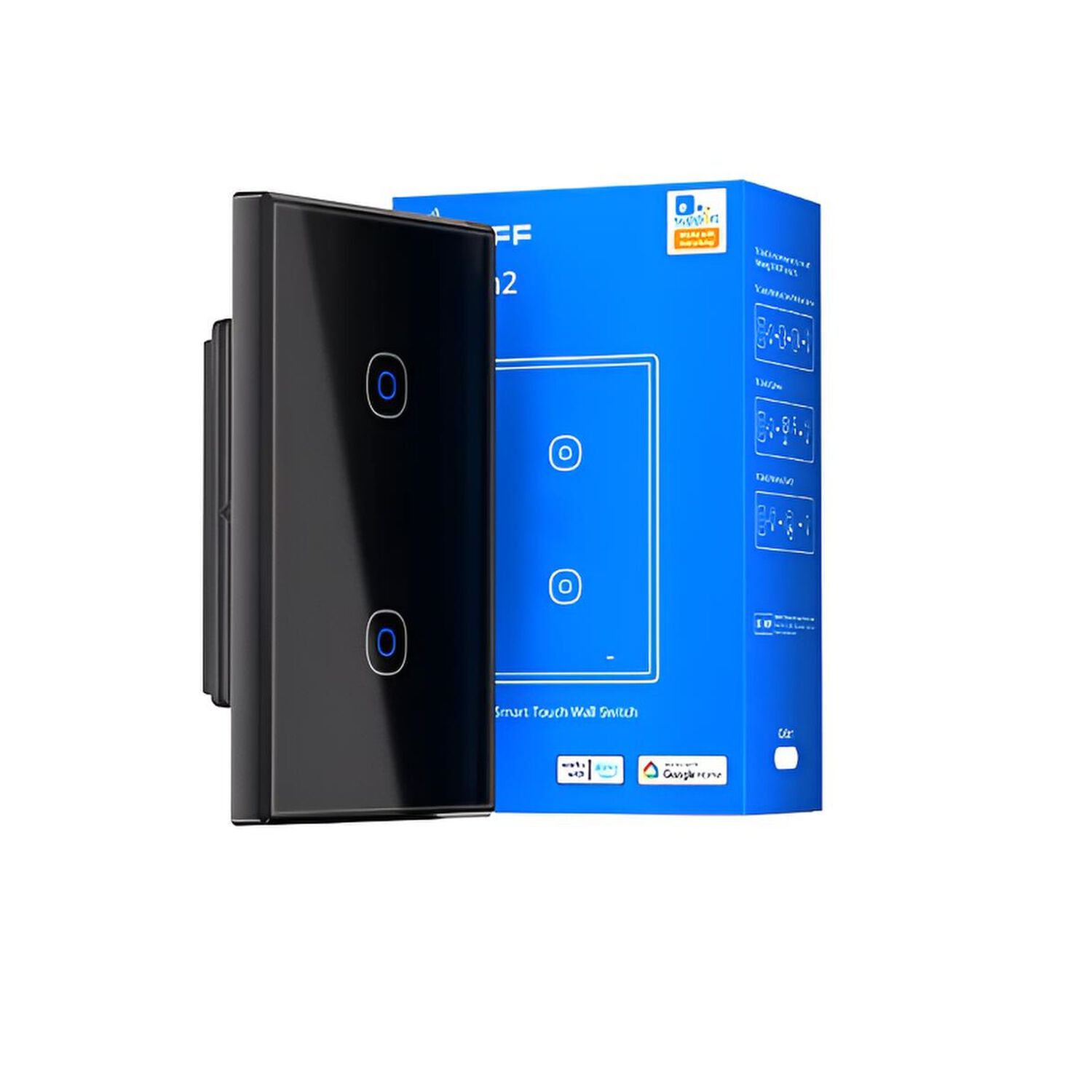 Interruptor Wifi Touch Sonoff Txgen2 De 2 Canales Negro image number 2.0
