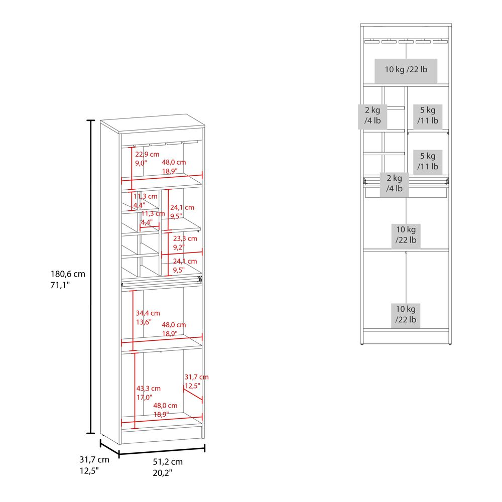 Bar Alto 8 Botelleros Repisa Extensible Fm-012 image number 6.0
