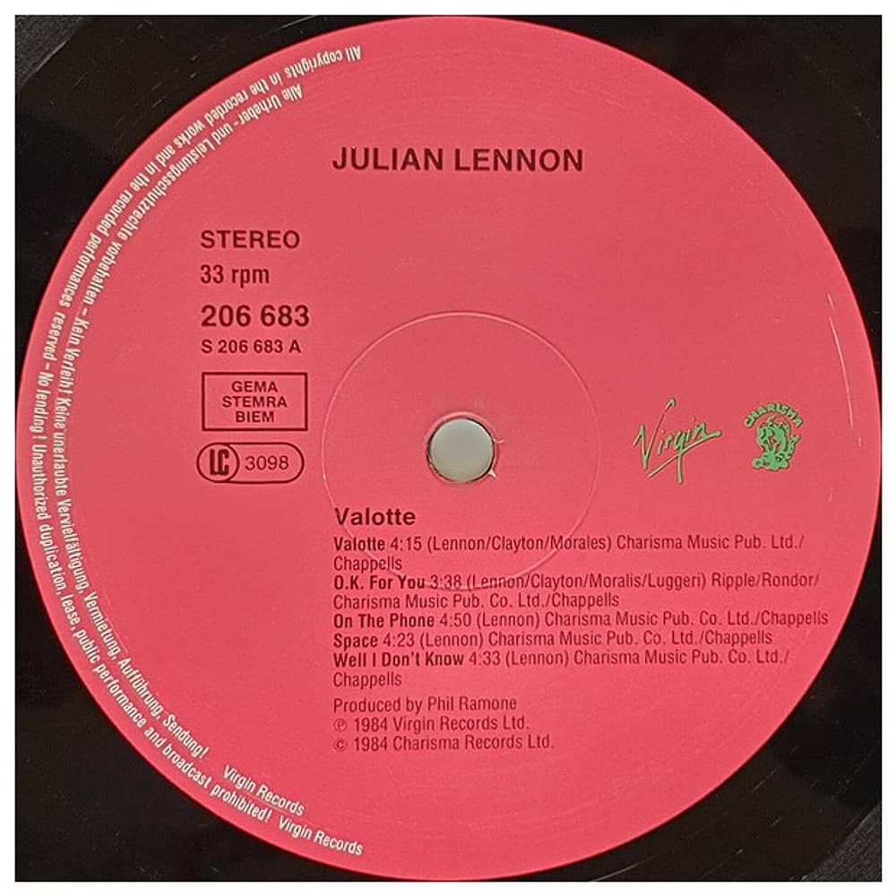 Julian Lennon - Valotte | Vinilo Usado image number 2.0