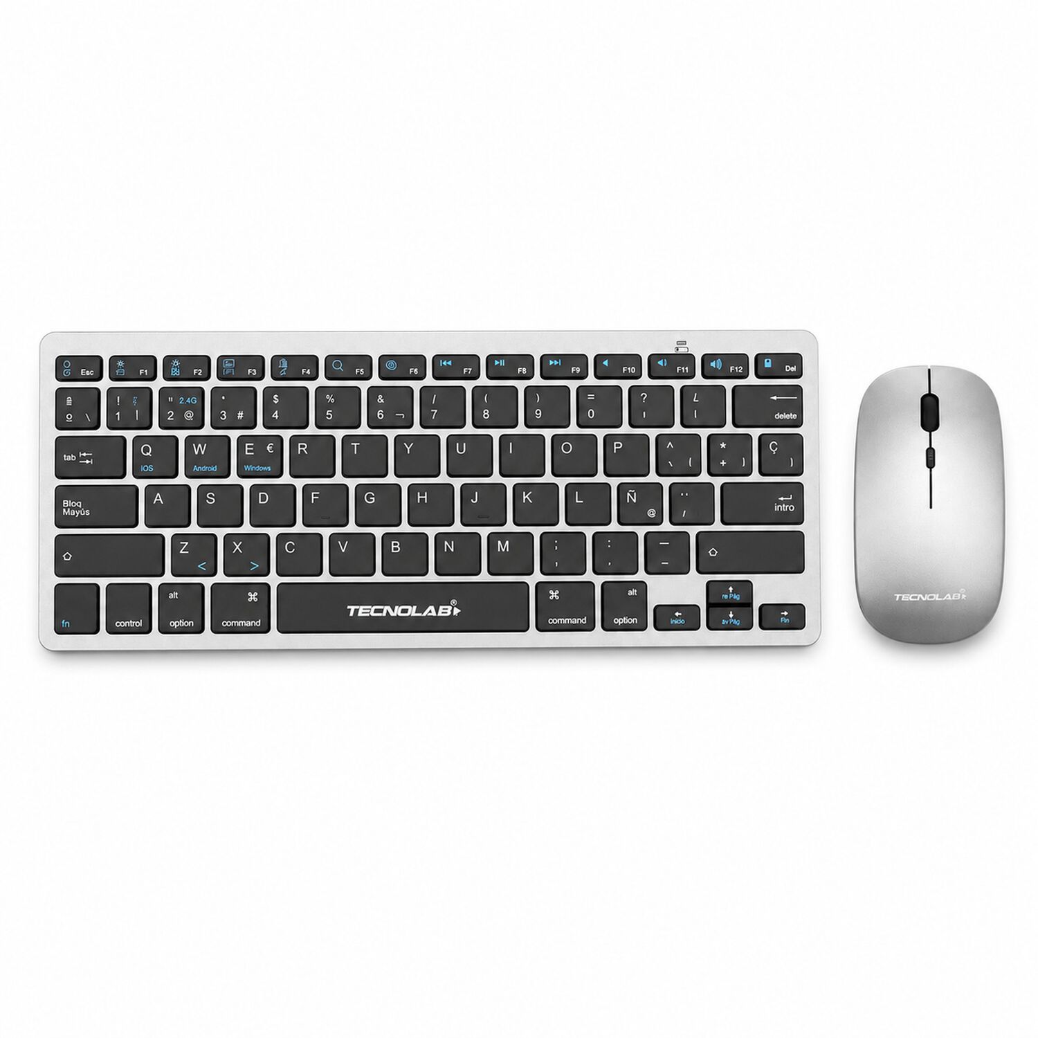 Kit Teclado Y Mouse Inal&aacute;mbrico Conexi&oacute;n Bluetooth + Usb 2g image number 0.0