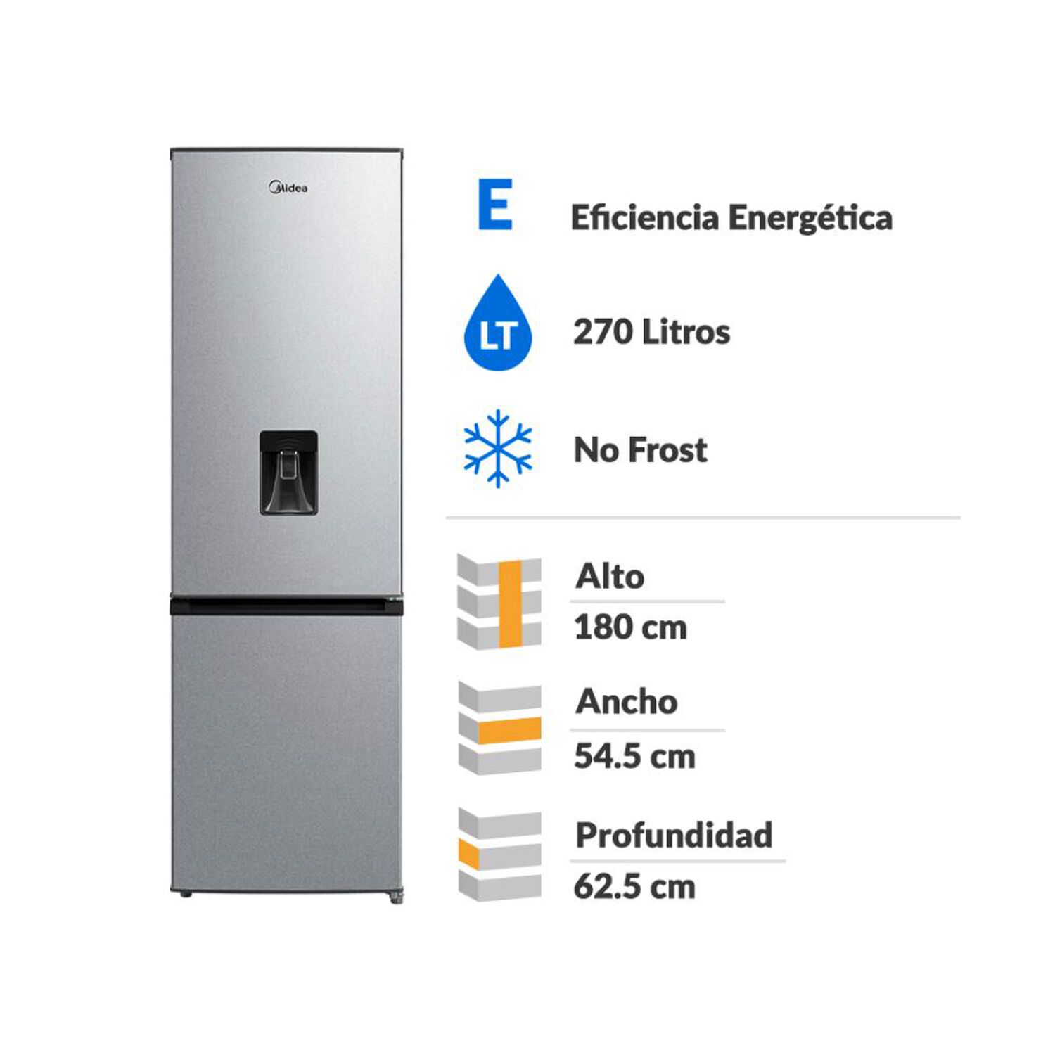 Refrigerador Bottom Freezer Midea MDRB380FGE50 / No Frost / 270 Litros / E image number 1.0
