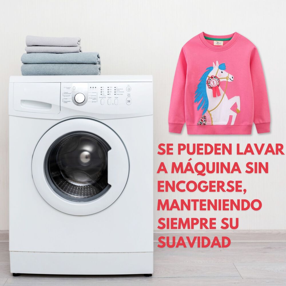 Polerón Niña Manga Larga 100% Algodón Fucsia Unicornio image number 5.0