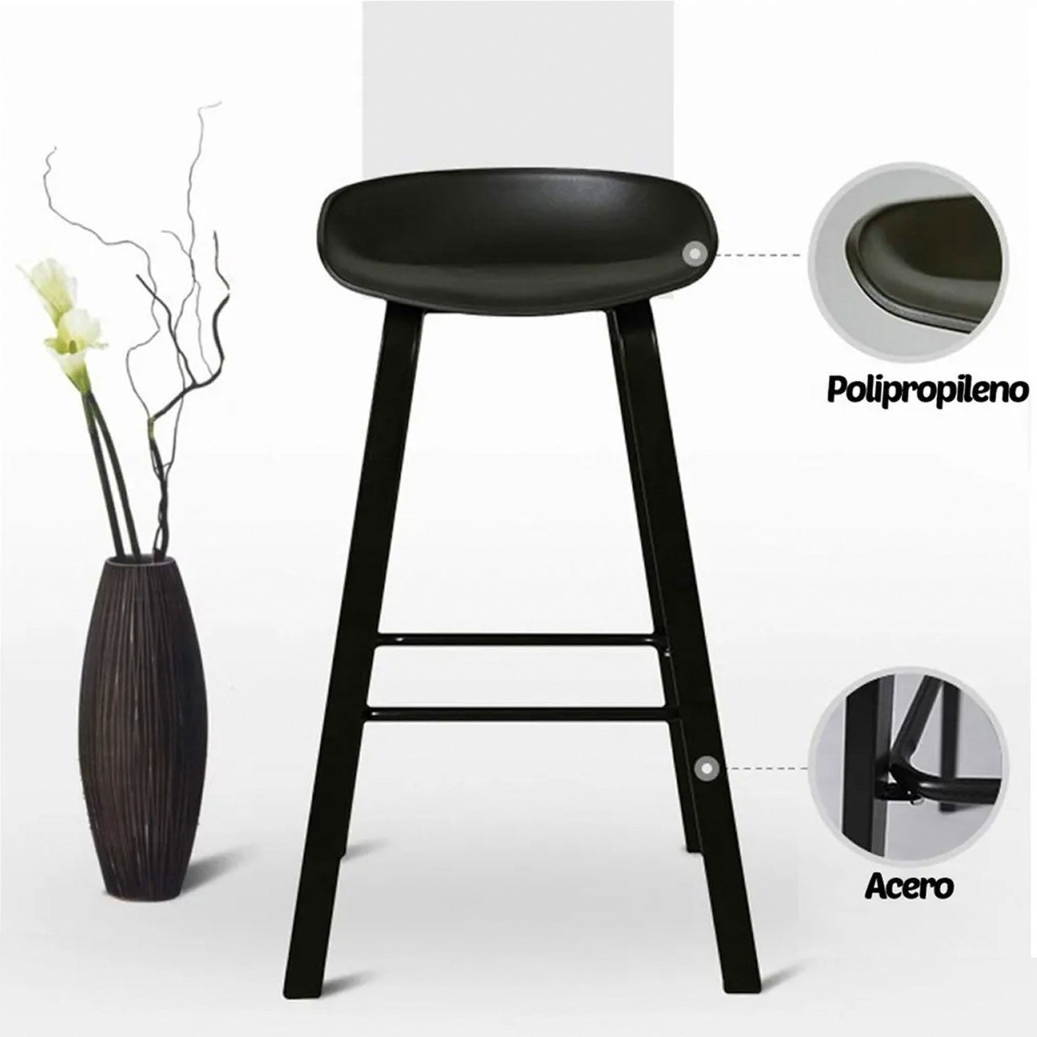 Pack 4 Pisos De Bar Estilo N&oacute;rdico Negro image number 3.0