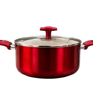 Olla Cacerola Antiadherente De Aluminio 28 Cm 8,6 Lts Con Tapa Modelo Rosso Marca Vitta