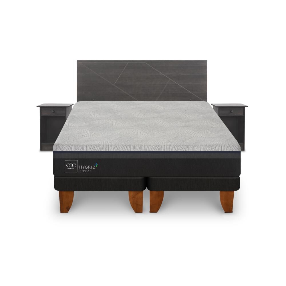 Cama Europea Cic Hybrid Plus / 2 Plazas / Base Dividida + Set De Maderas image number 0.0
