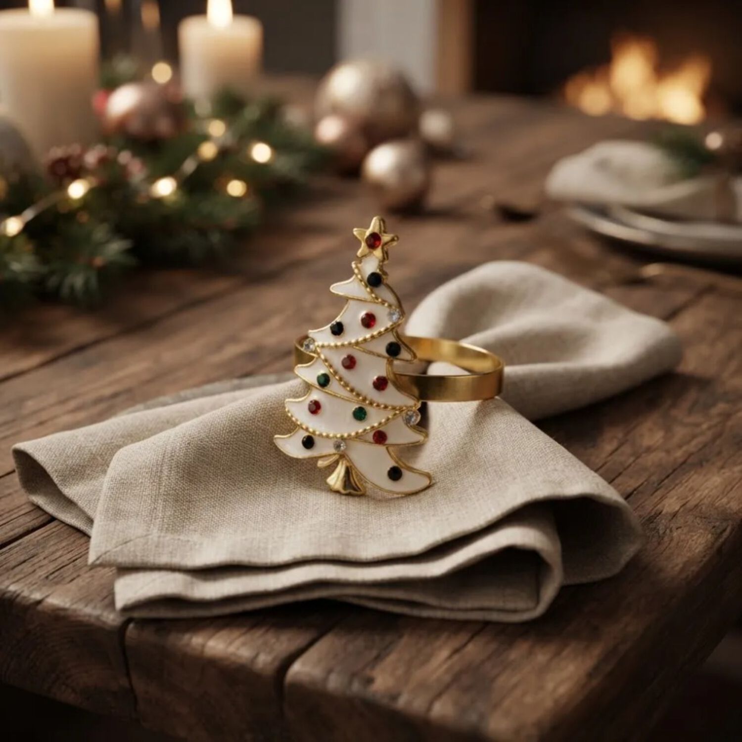 Set De 6 Anillos De Servilleta Navide&ntilde;os &Aacute;rbol De Navidad image number 0.0