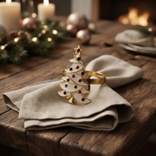 Set De 6 Anillos De Servilleta Navide&ntilde;os &Aacute;rbol De Navidad