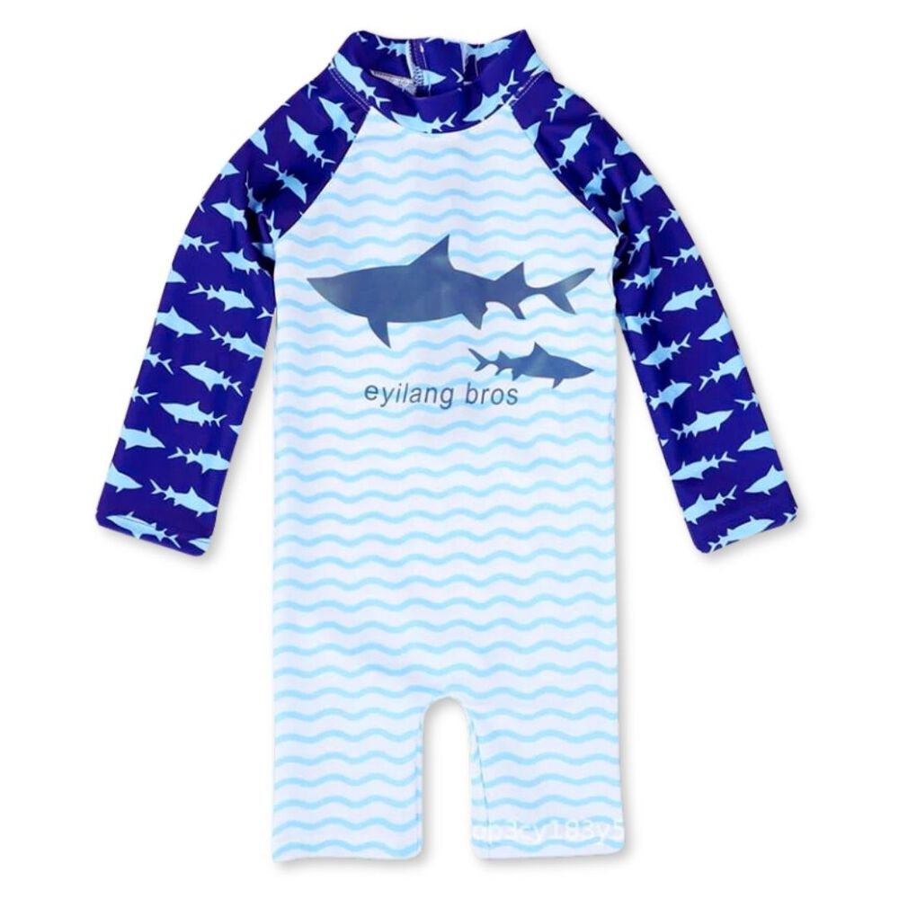 Traje De Baño Enterito Manga Larga Niño Jump Kids Azul Tiburon image number 0.0
