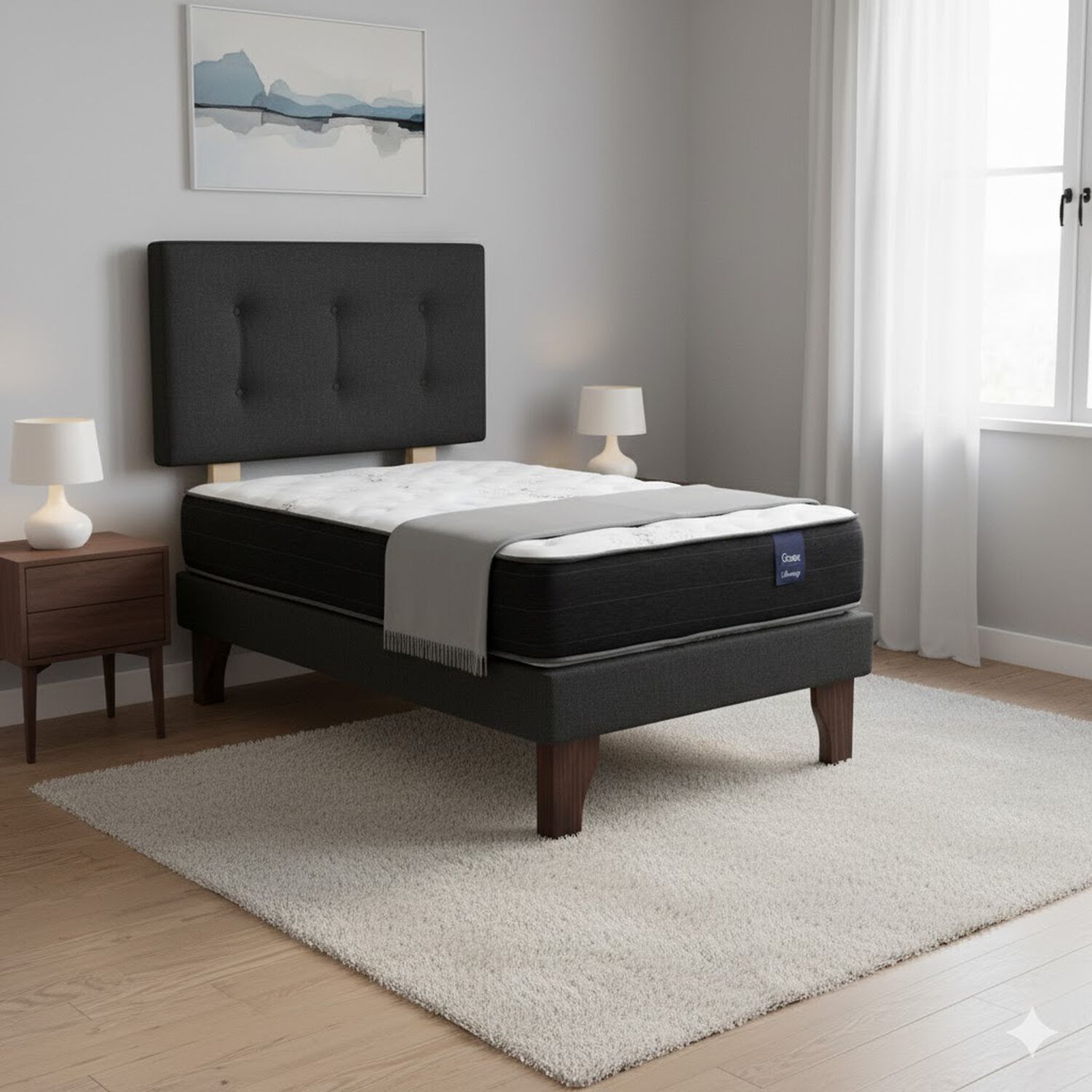 Cama Europea 1 Plaza 190 Respaldo Berna image number 0.0