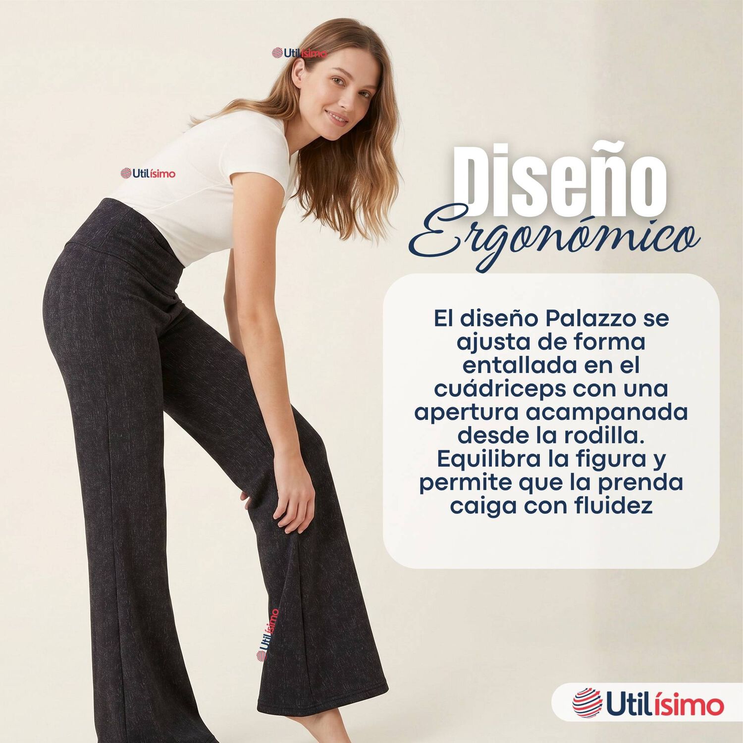 Pantal&oacute;n Polar Con Chiporro Palazzo Mujer Elasticada T&eacute;rmica Negro Jeans image number 4.0