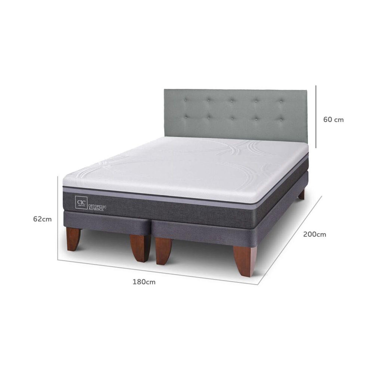 Cama Europea Cic Ortopedic Advance / King / Base Dividida + Respaldo image number 4.0