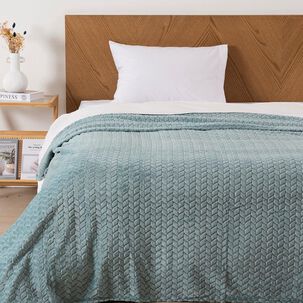 Frazada Jqd Flannel Nevada 1.5 Plazas Celeste