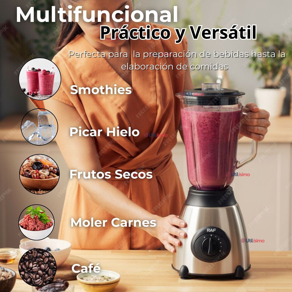 Licuadora Juguera Multiuso 2 En 1 Picadora Y Jarra De Vidrio image number 3.0