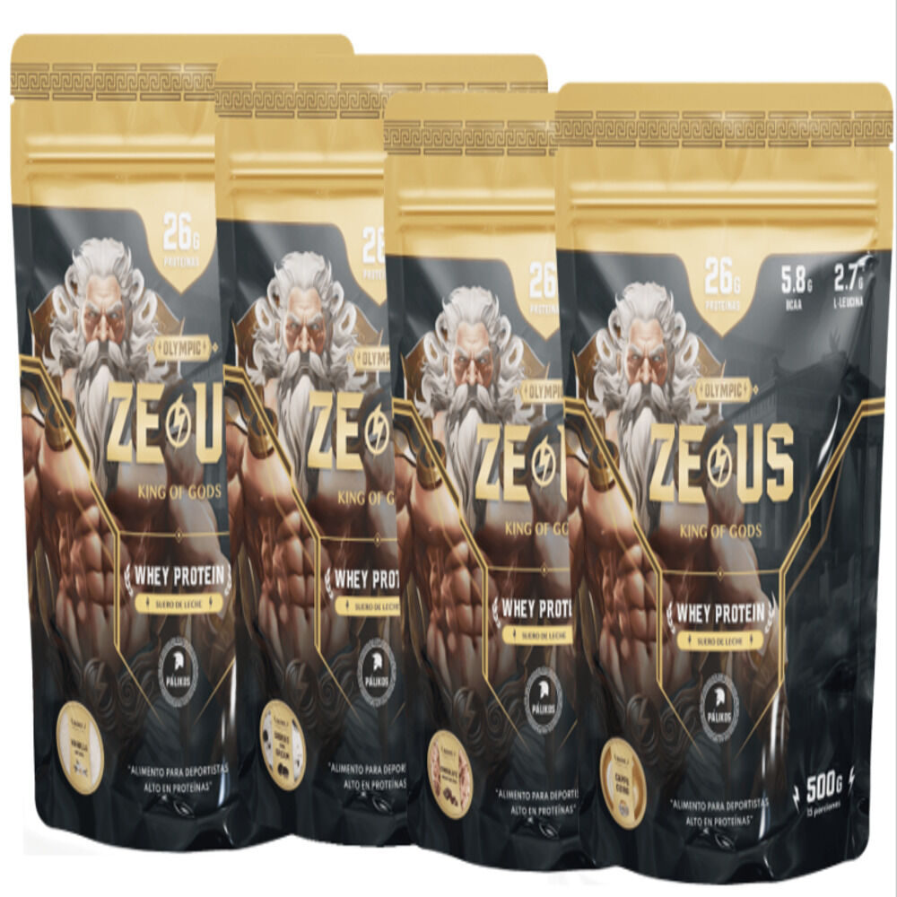 4 Doypack Zeus 100% Whey Protein / 2kg / Prueba Nuestros 4 Sabores image number 0.0