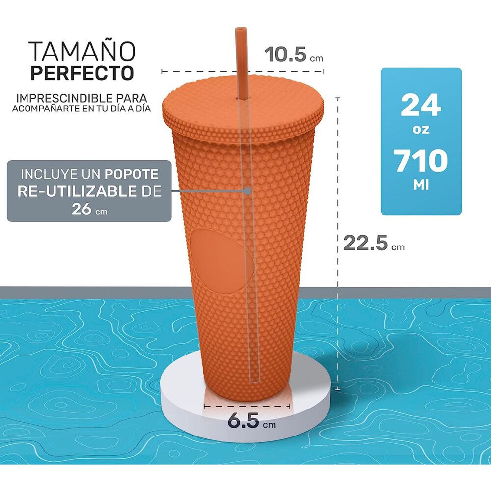 Vaso Tumbler Venti Con Bombilla 710ml Keep Naranja image number 1.0