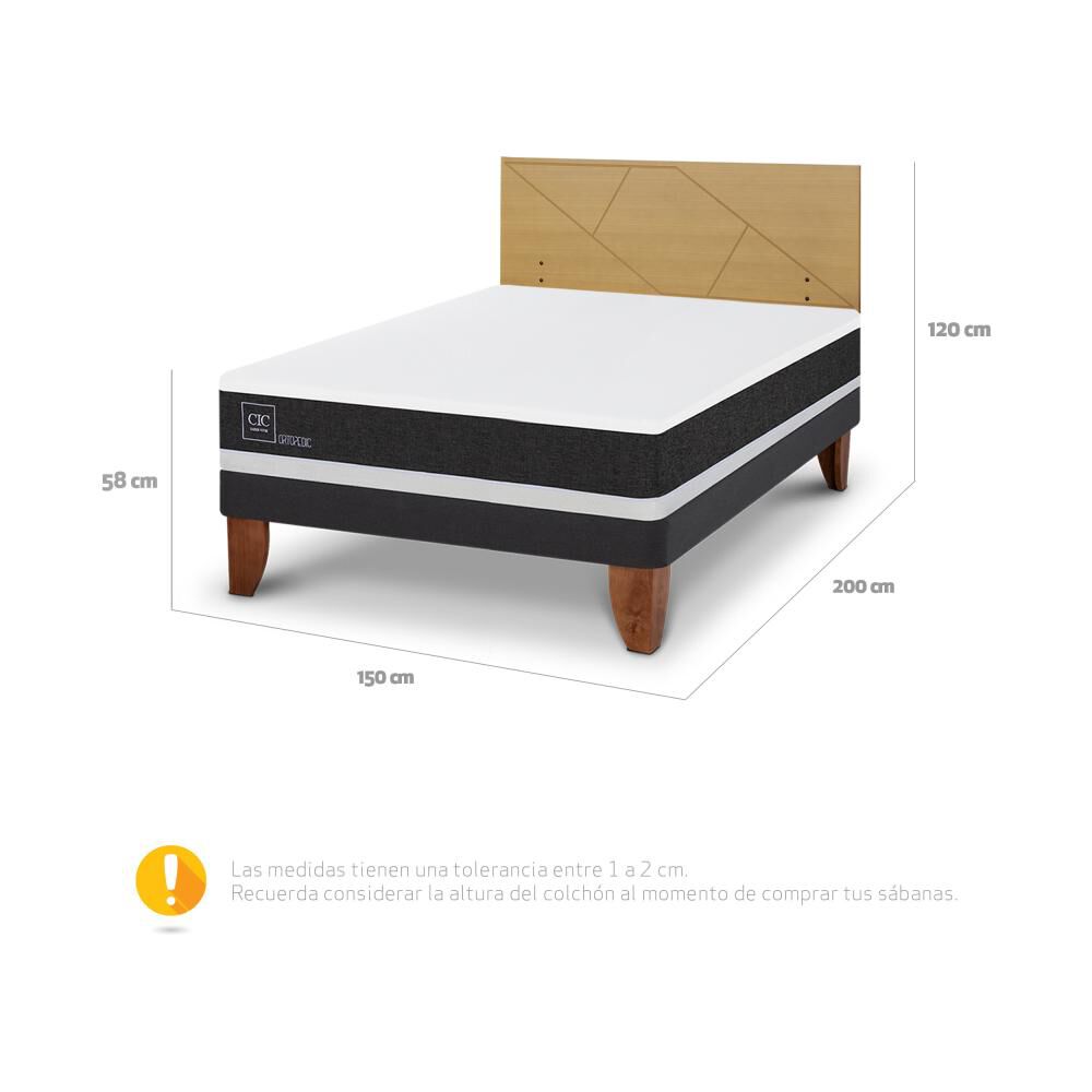 Cama Europea Cic Ortopedic / 2 Plazas / Base Normal + Respaldo image number 3.0