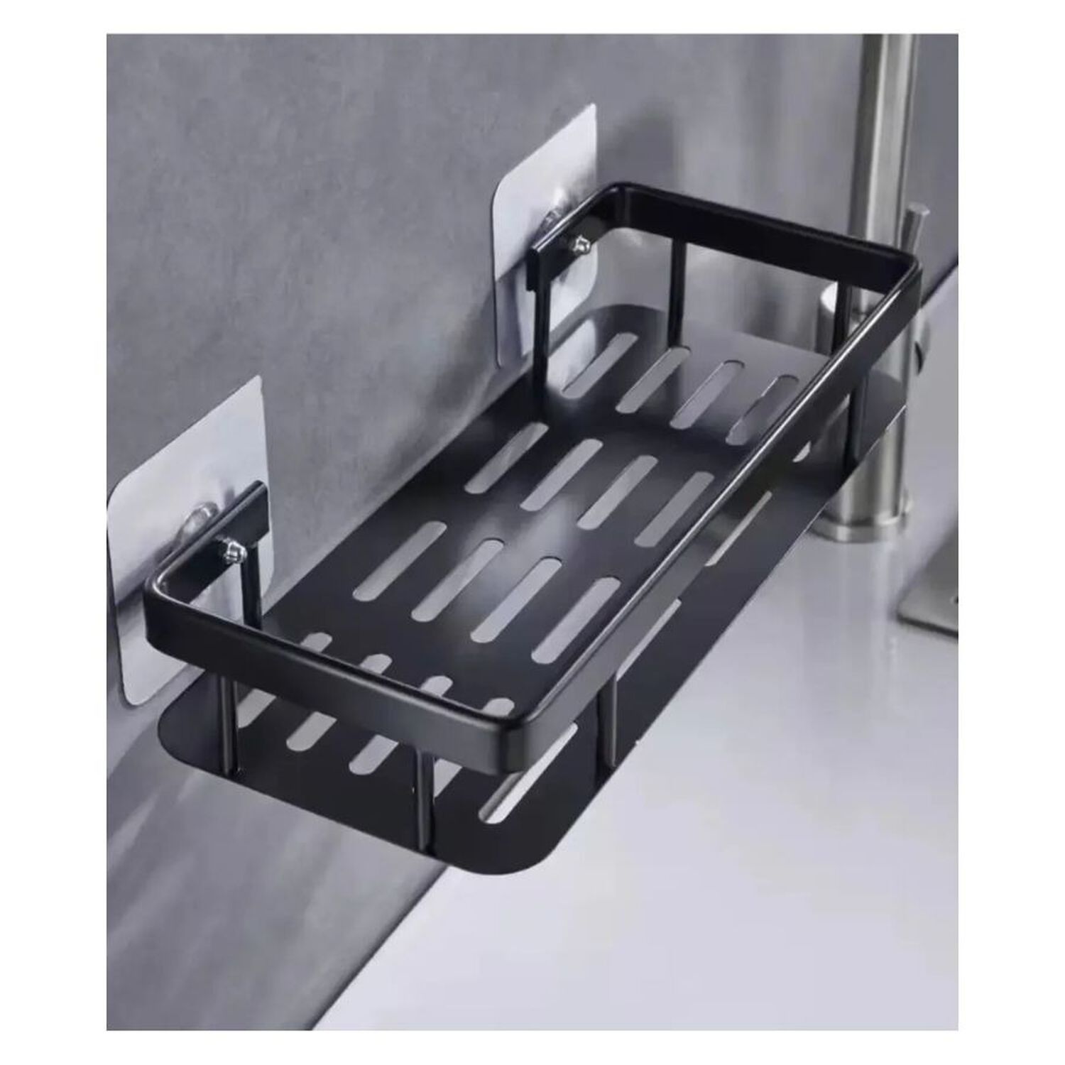 Repisa Organizador Ba&ntilde;o Ducha Adhesivo Acero Inoxidable Negro image number 5.0