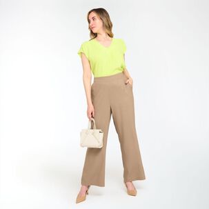 Pantalón Lino Tiro Alto Relax Mujer Lesage