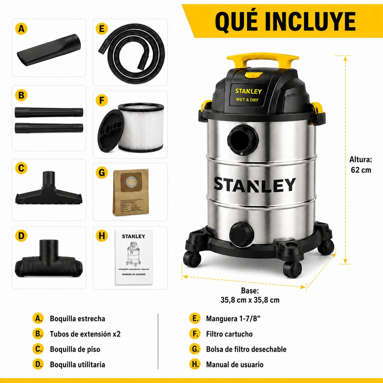 Aspiradora Profesional Stanley 30lt Polvo & Agua Sl19117 image number 5.0