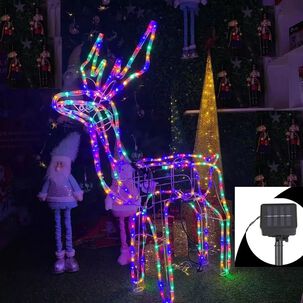 Reno Navideño Multicolor 3 Modos Luz Solar