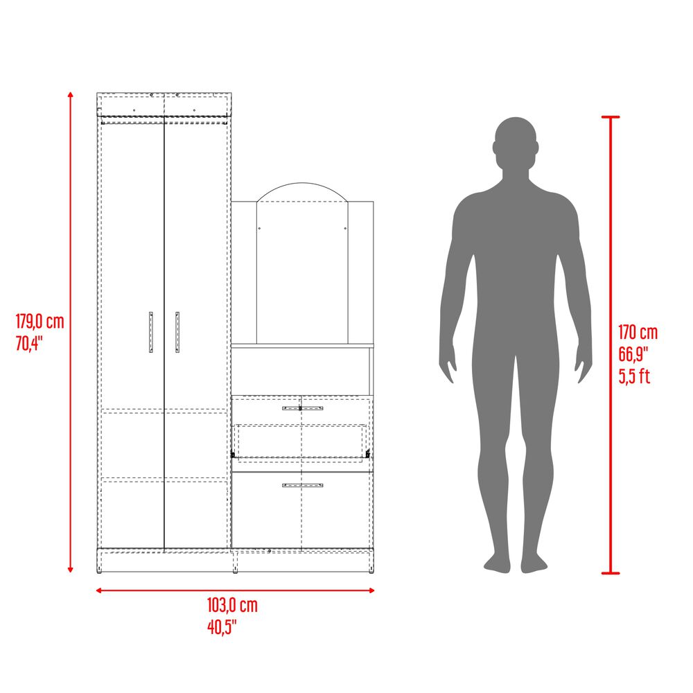 Closet Comoda Con Espejo 3 Puertas 1 Cajon image number 9.0