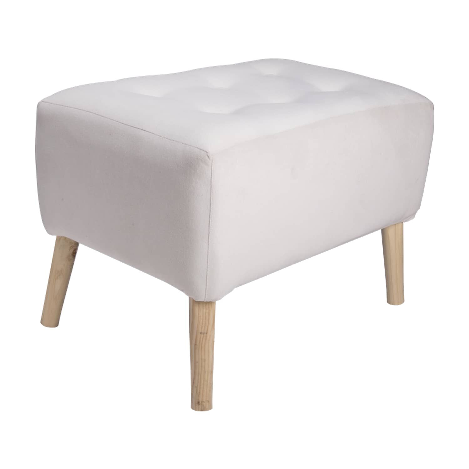 Pouf Petrum Con Capitone Blanco 62x42x42 Cm image number 1.0