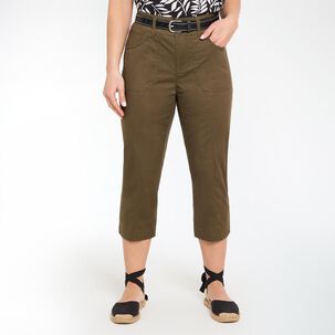 Bermuda Pescador Liso Con Cintur&oacute;n Tiro Medio Mujer Geeps