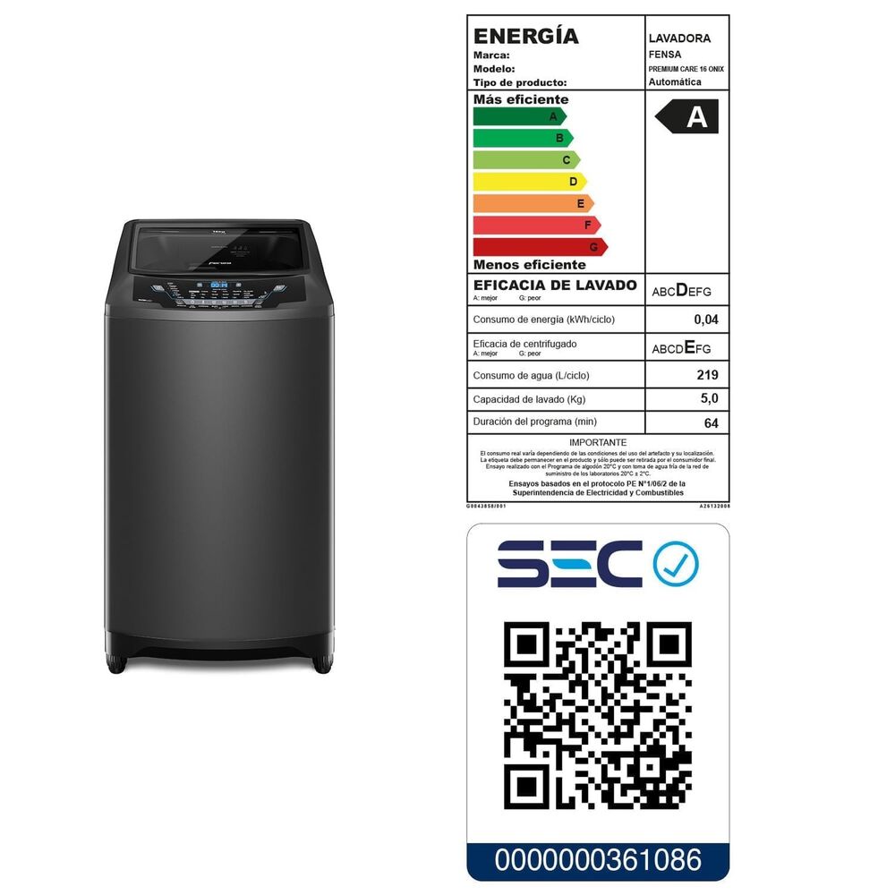 Lavadora Autom&aacute;tica 16kg Carga Superior Premium Care 16 Onix image number 15.0