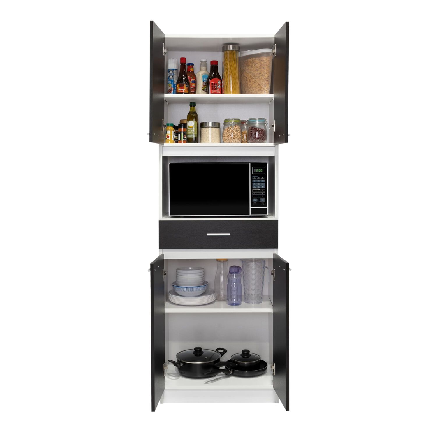 Mueble Microondas 4 Puertas 1 Cajon Fm-014b Negro Y Blanco image number 2.0