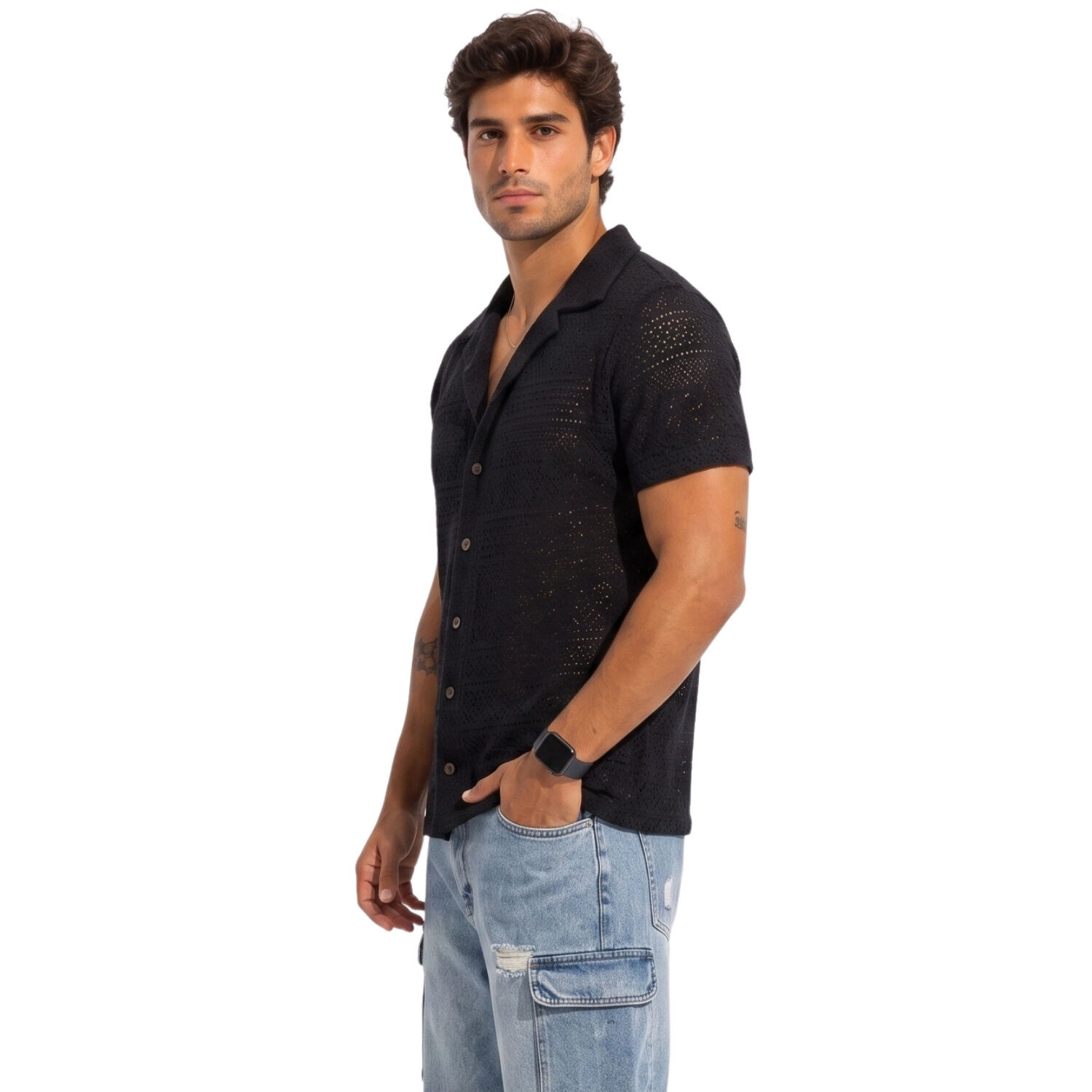Camisa Malla Cuello Cubano Escocia image number 1.0