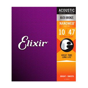 Set De Cuerdas Elixir Guitarra Ac&uacute;stica 80/20 10-47 11002
