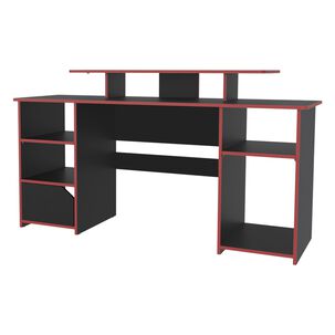 Escritorio Gamer 88,5x157,1x50 Cm Fm-045n Negro Y Rojo