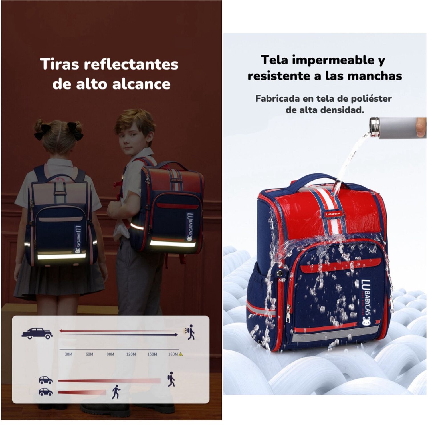 Mochila Escolar Infantil Impermeable 5s Rosada Lubabycas image number 4.0