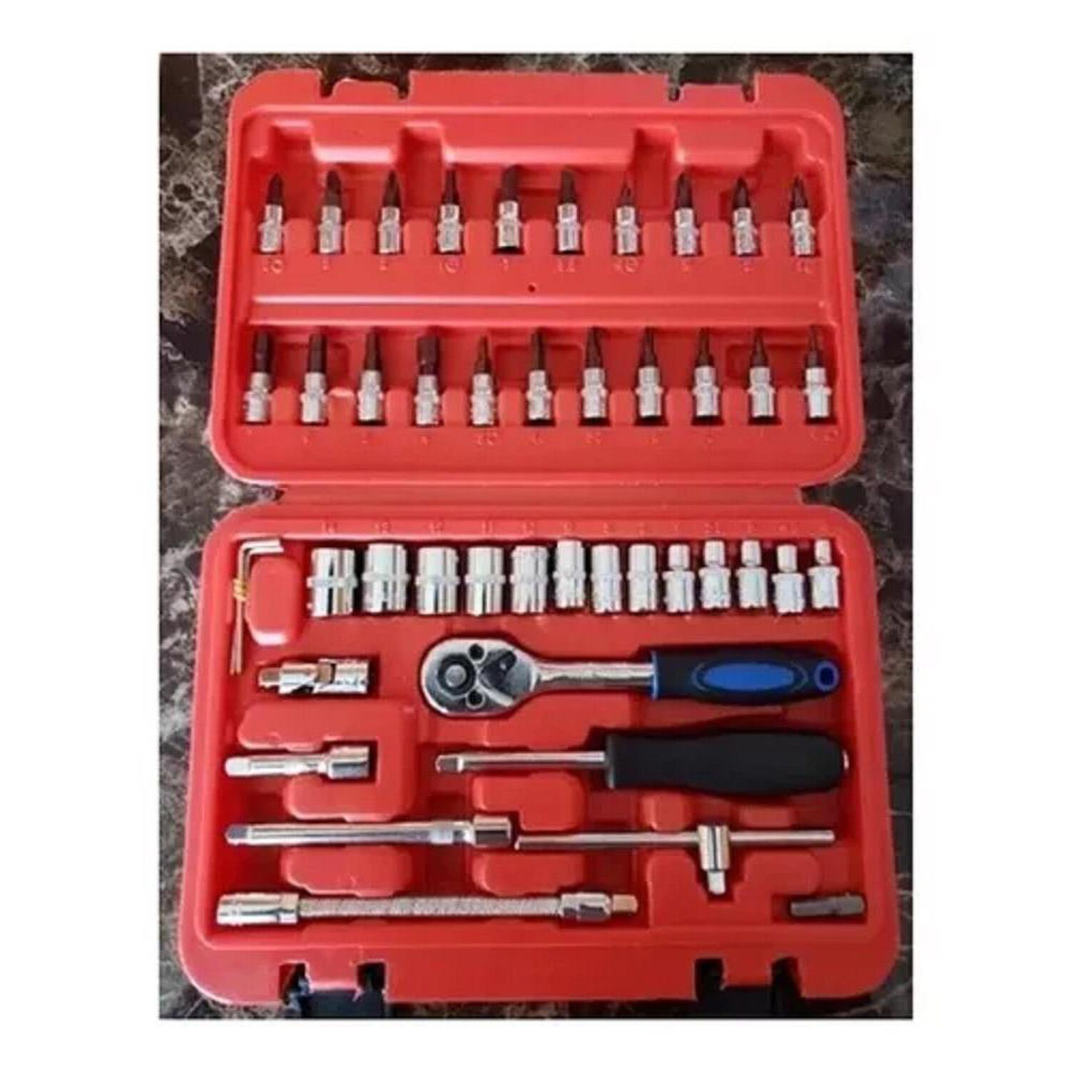 Juego Caja Set Dados Chicharra Herramientas 46 Piezas image number 1.0