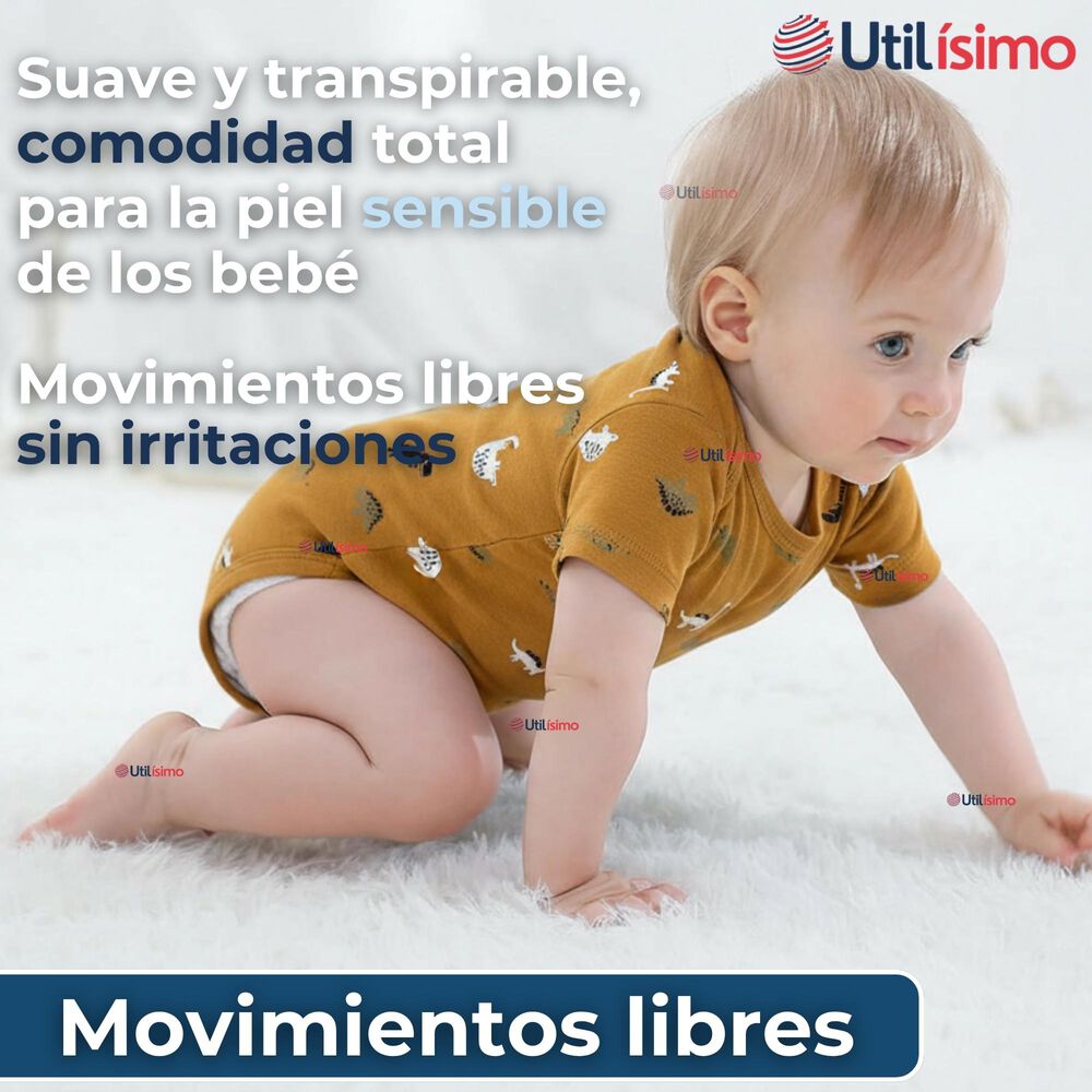 Pack 5 Bodys Ni&ntilde;o Manga Corta Tedmimak 100% Algod&oacute;n Dino Roar image number 5.0