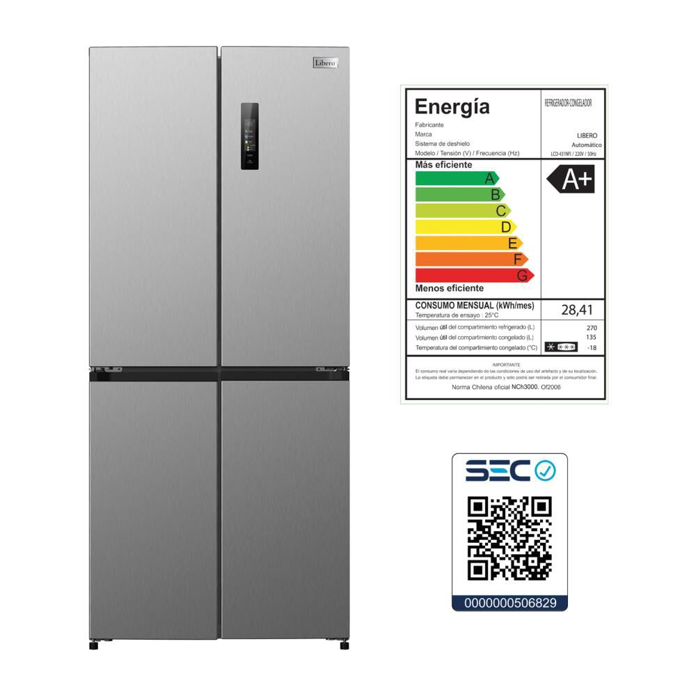 Refrigerador Side by Side Libero LCD-431NFI / No Frost / 405 Litros / A+ image number 5.0