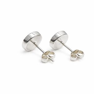 Aros Granate Circular Plata 950 Tornillo Mariposa Mujer Elegantes Piedra Rojo
