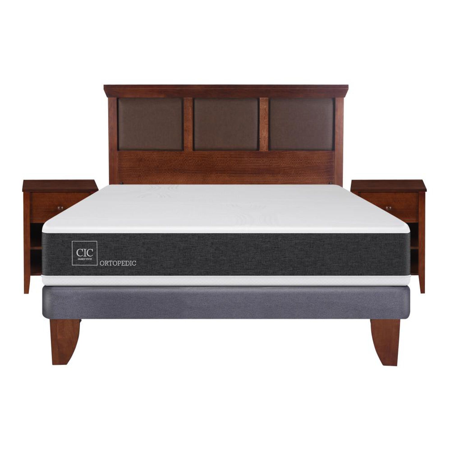 Cama Europea Cic Ortopedic / 2 Plazas / Base Normal + Set De Maderas image number 0.0