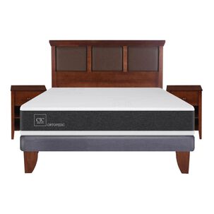 Cama Europea Cic Ortopedic / 2 Plazas / Base Normal + Set De Maderas
