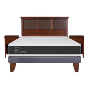 Cama Europea Cic Ortopedic / 2 Plazas / Base Normal + Set De Maderas
