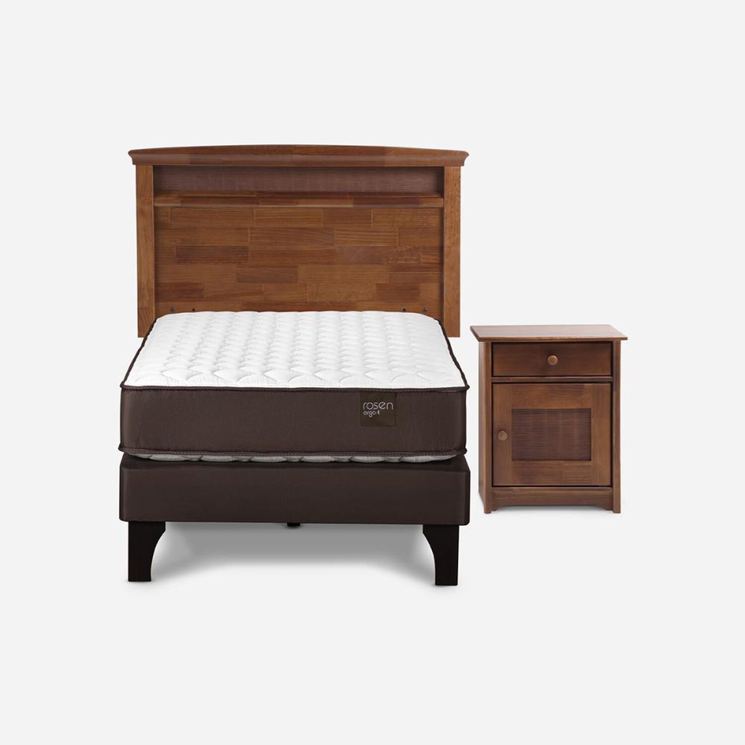 Cama Europea Rosen Ergo T / 1.5 Plazas / Base Normal + Set De Maderas Veneto image number 0.0