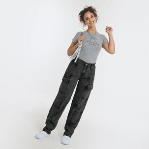 Jeans Tiro Medio Cargo Mujer Freedom Jeans Tiro Medio Cargo Mujer Freedom