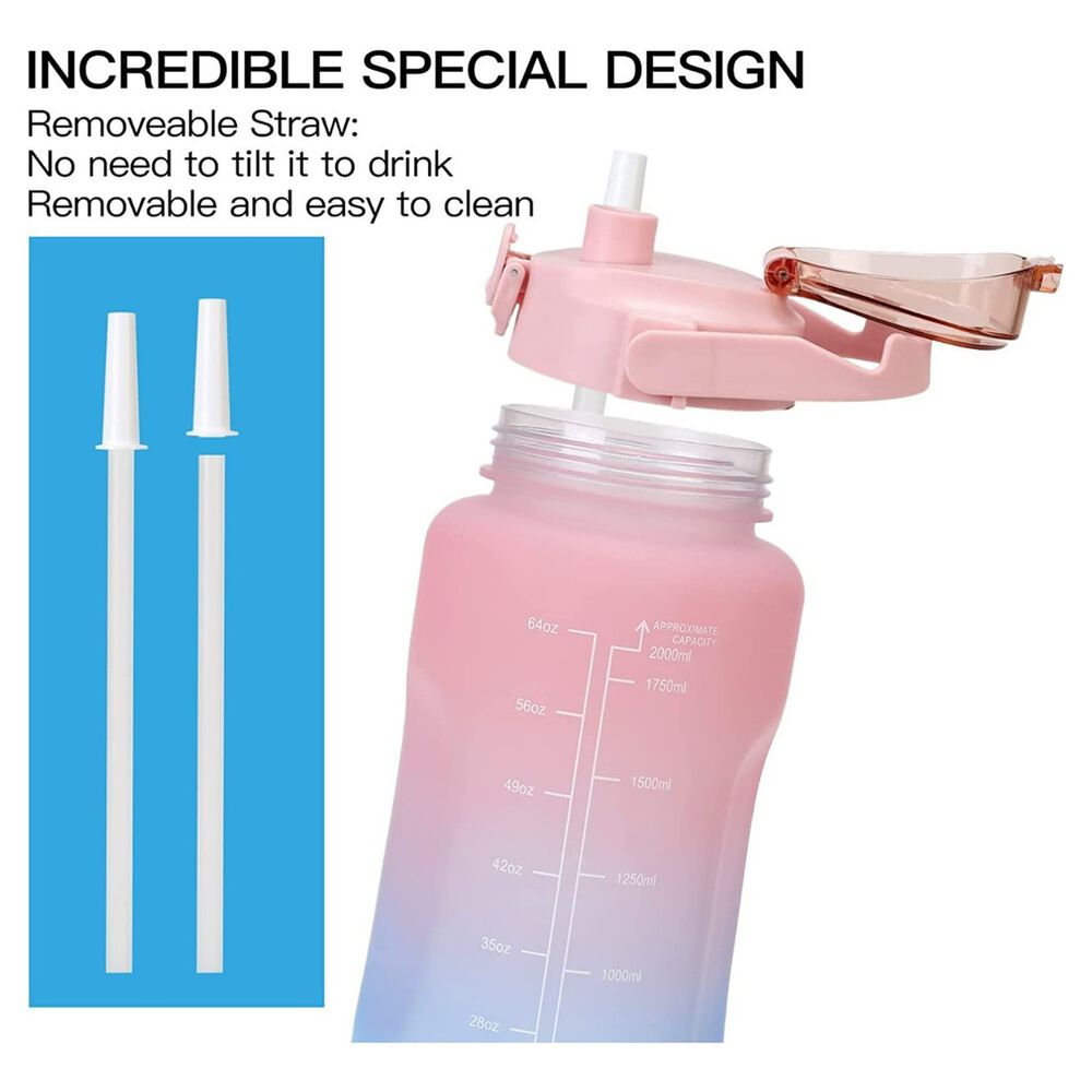 Pack 2 Botellas Agua Motivacionales 2l 900ml Rosa Celeste image number 2.0