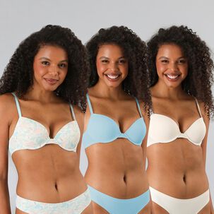 Pack 3x Sosten Balconet Push Up Micro Pr Flores