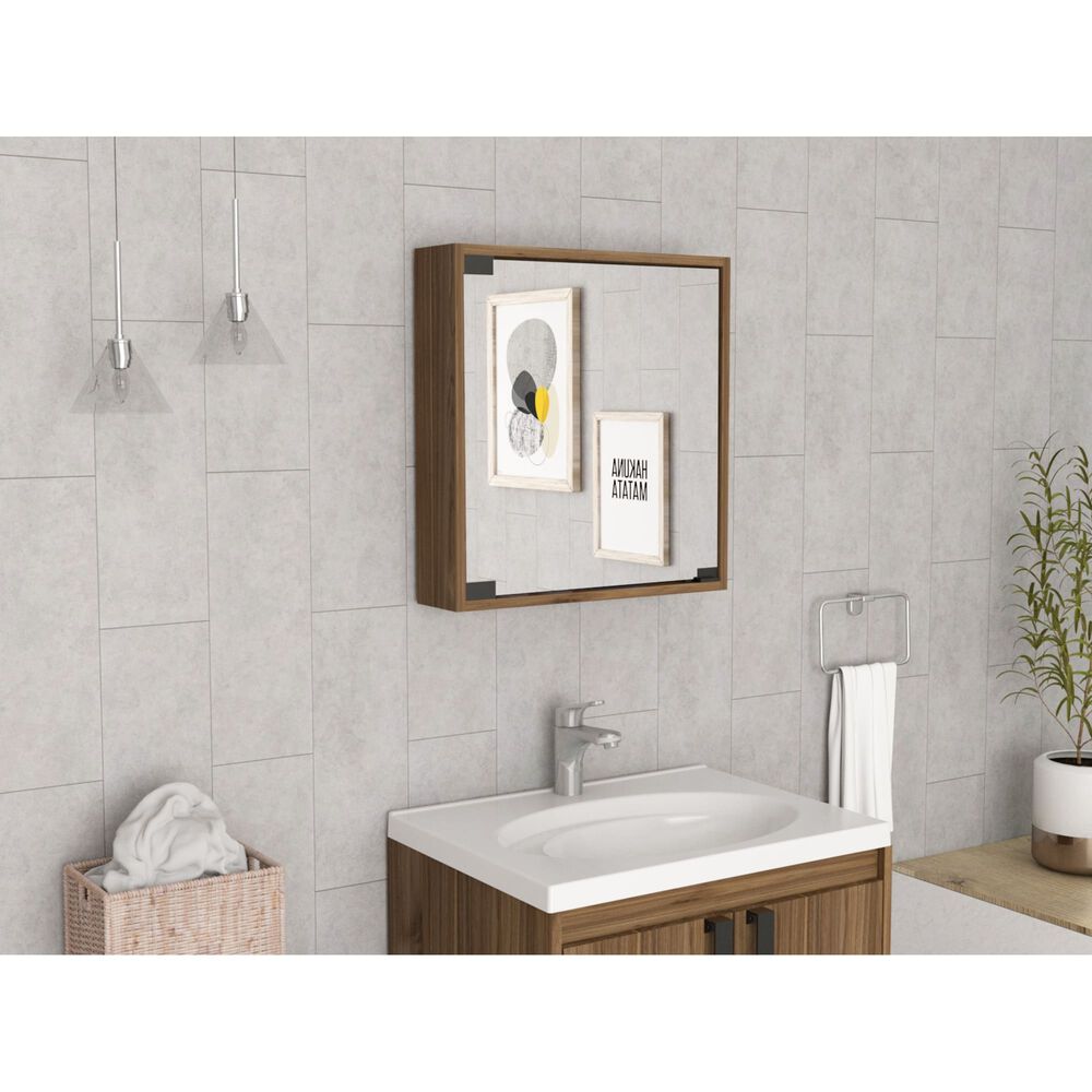 Mueble Botiquin De Baño Con Espejo 53x50x12.5 Cm Café Oscuro image number 4.0