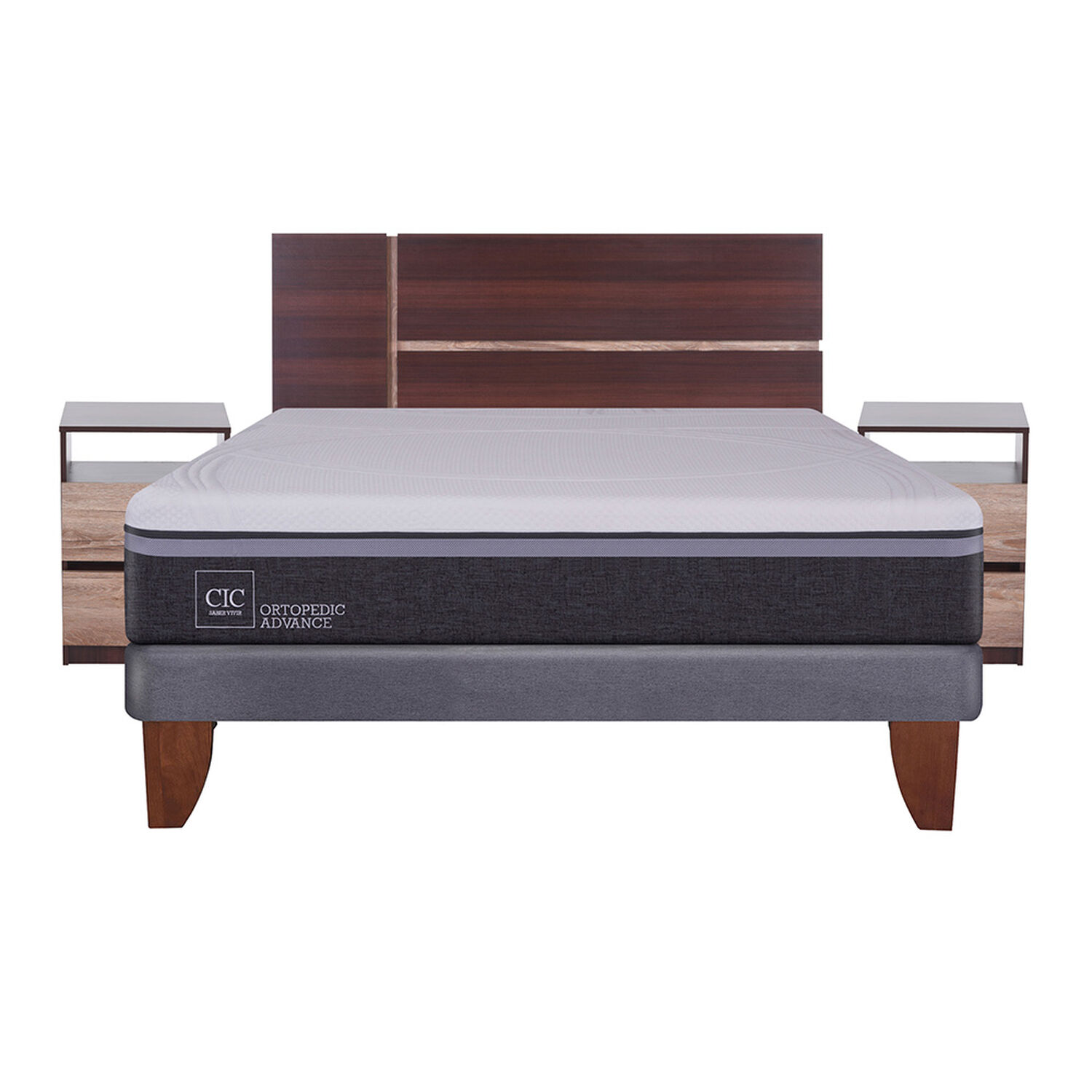 Cama Europea Cic Ortopedic Advance / 2 Plazas / Base Normal + Set De Maderas image number 1.0